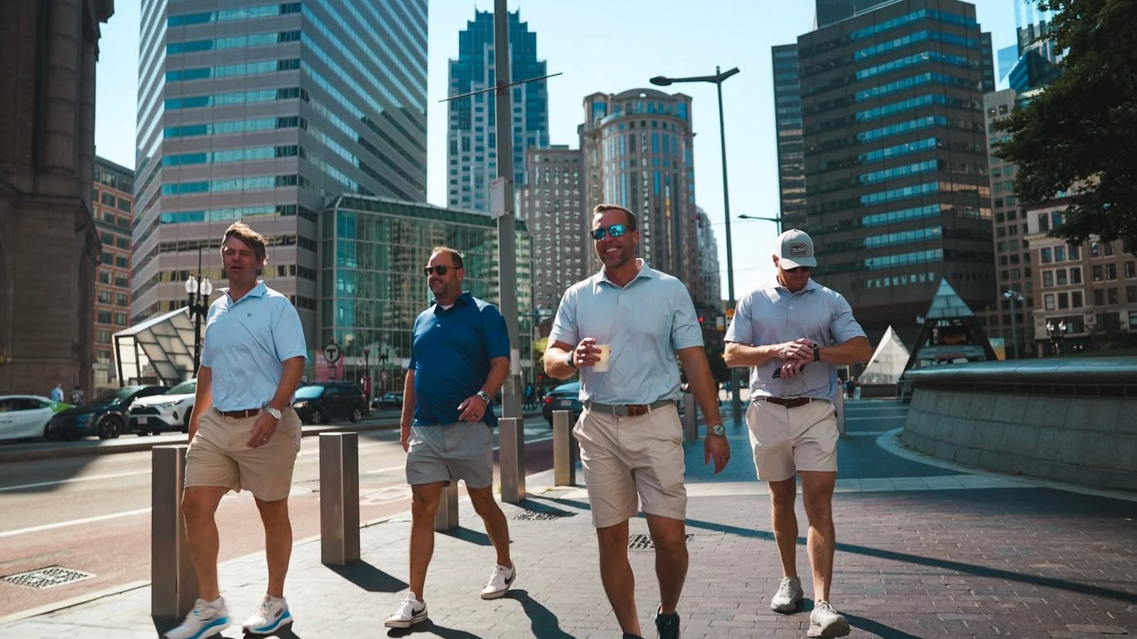 The Veritas partners walking together in downtown Boston.